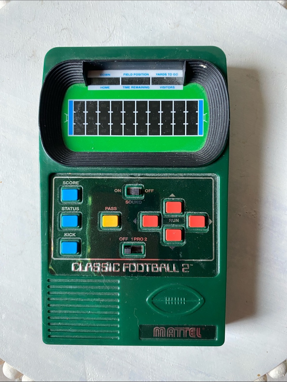 Mattel Green Handheld Classic Football 2 Game